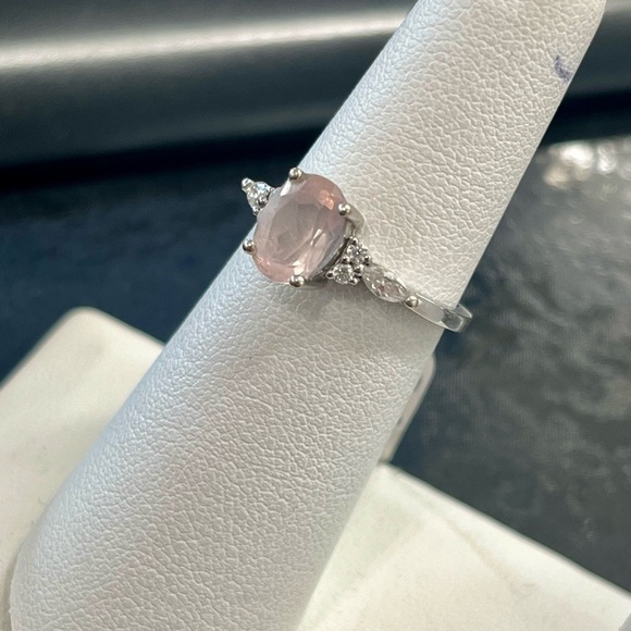 398671 18k Diamond and pink amethyst quartz ring - Picture 2 of 4